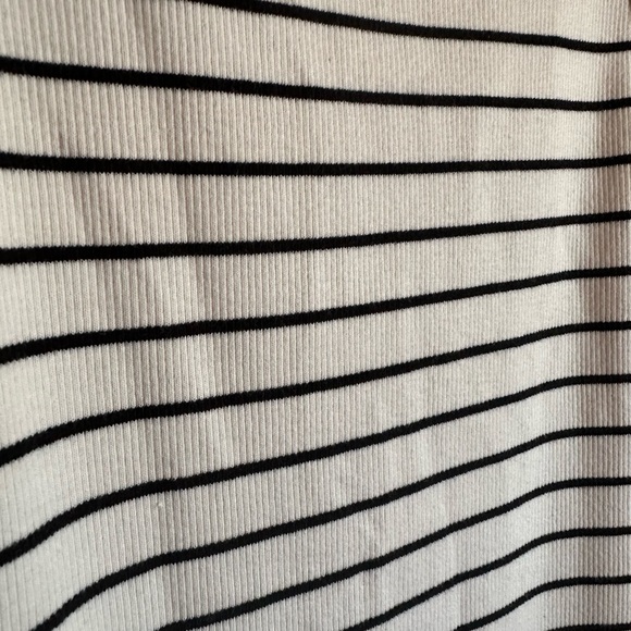 Women’s Ribbed Striped Navy/Cream Soft Body-Con Midi Dress US Size Small NWT - Picture 2 of 5
